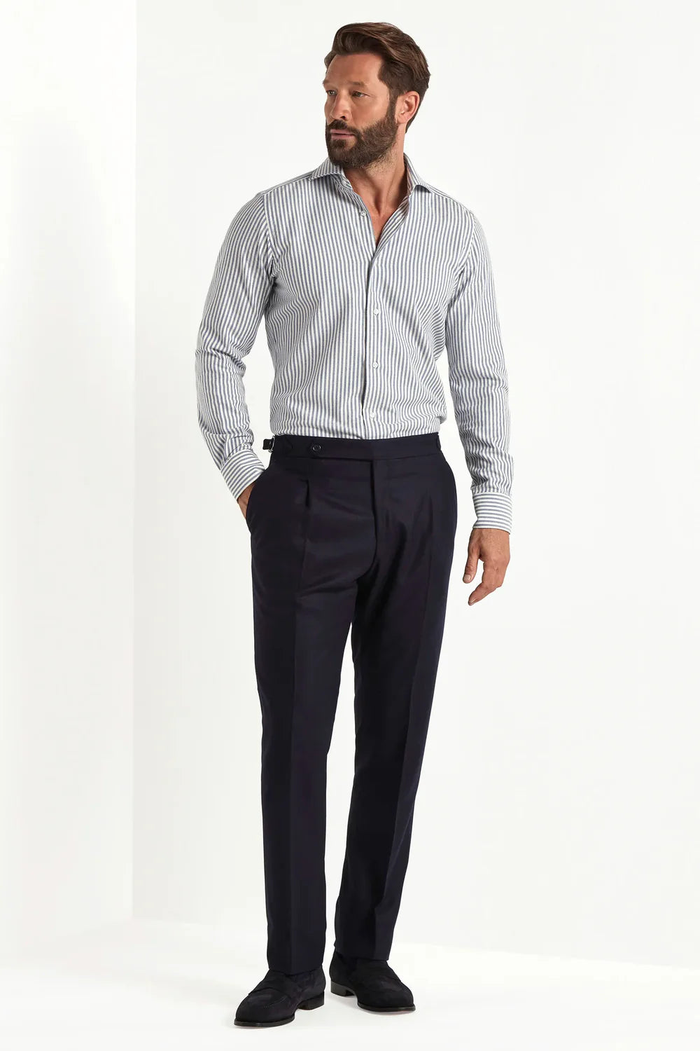 Pantaloni Roma in flanella blu - Made in Italy