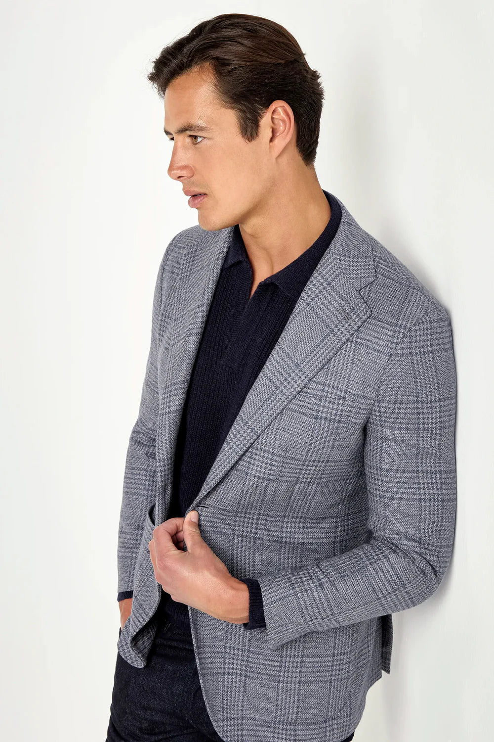 Giacca Prince of Wales azzurro polvere - Made in Italy