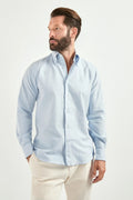 Camicia button down azzurro chiaro in cotone spazzolato - Made in Italy