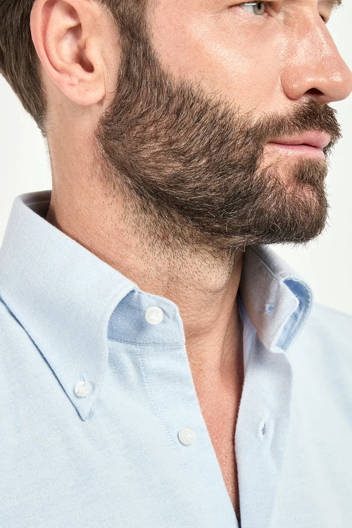 Camicia button down azzurro chiaro in cotone spazzolato - Made in Italy