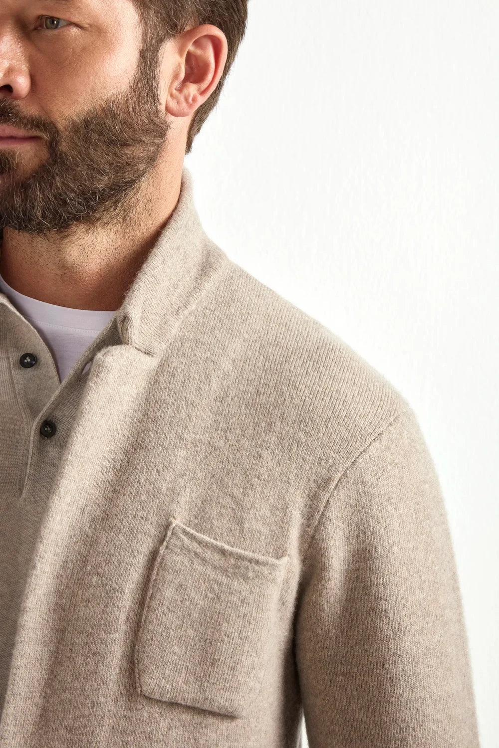 Giacca taupe in maglia di lana e cashmere - Made in Italy