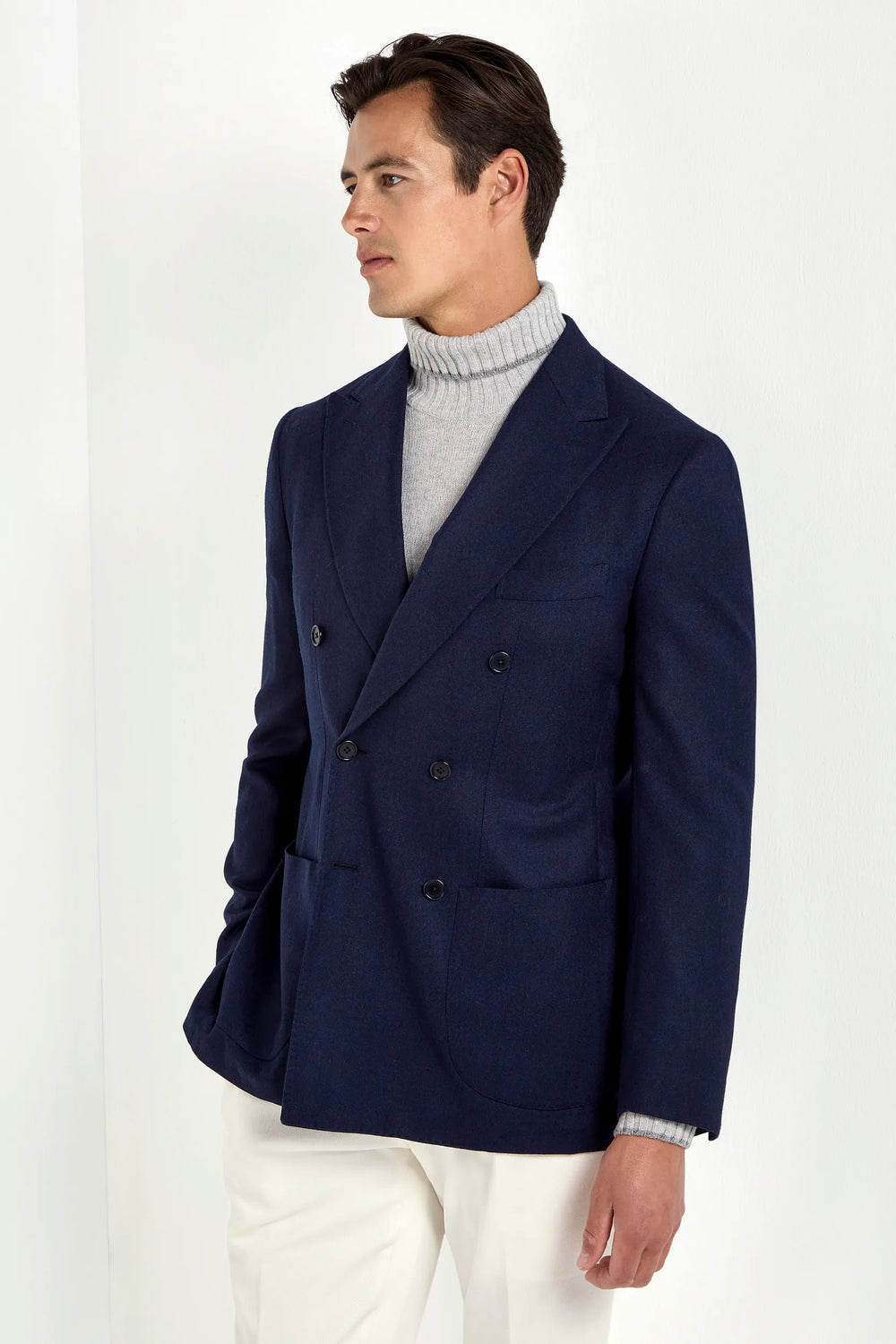 Giacca doppiopetto in flanella blu - Made in Italy