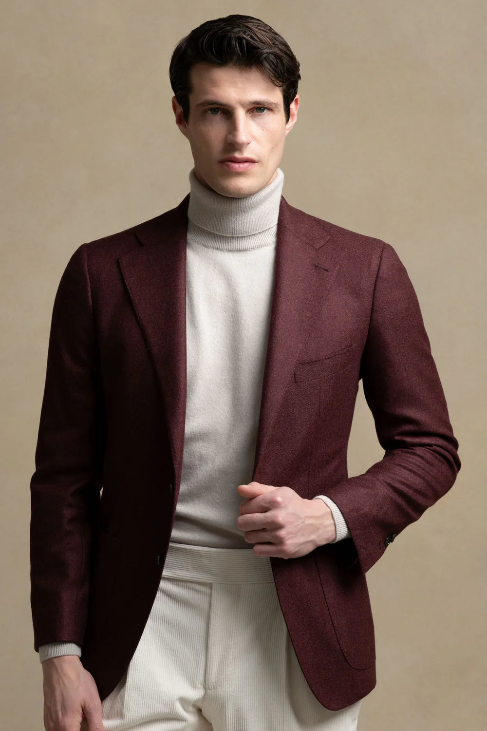 Giacca bordeaux in lana e cashmere - Made in Italy