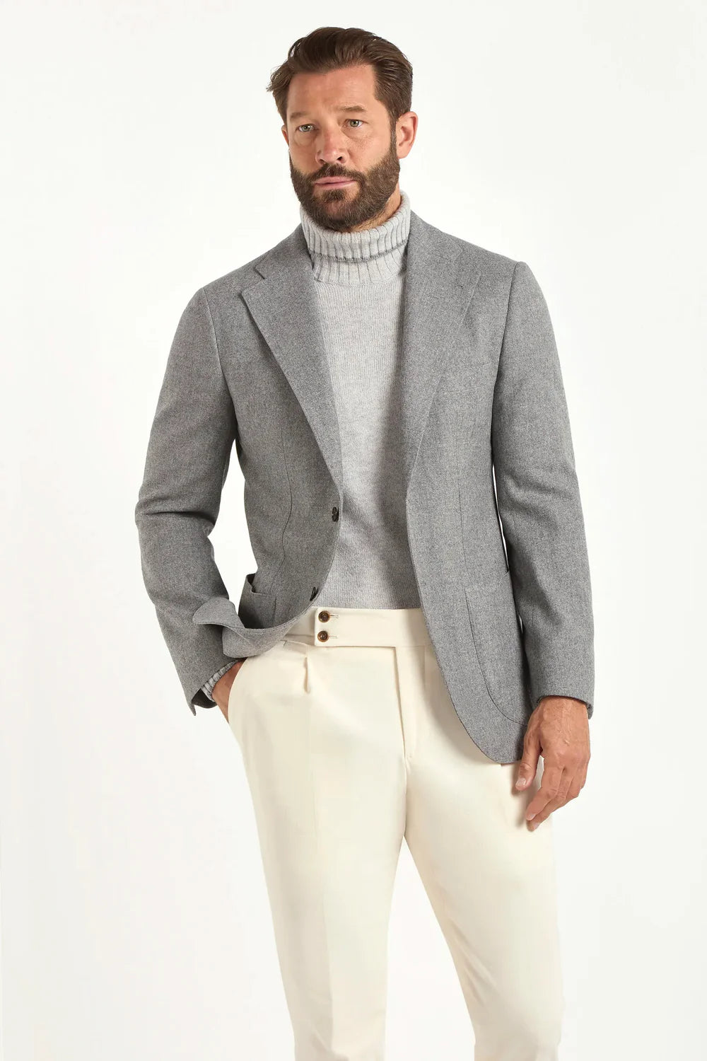 Giacca in flanella grigio medio - Made in Italy