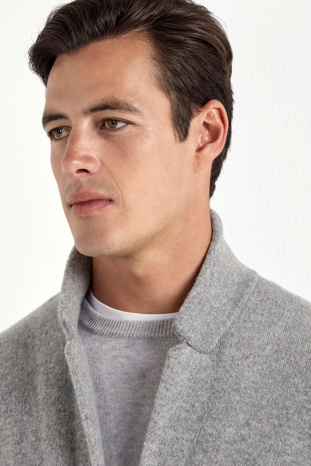 Giacca grigia lavorata a maglia in lana e cashmere – Made in Italy