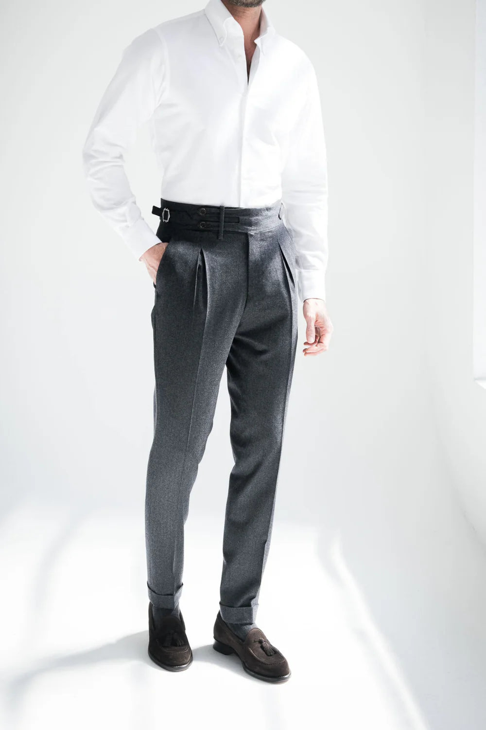 Pantaloni in flanella grigia Limited Edition - Made in Italy