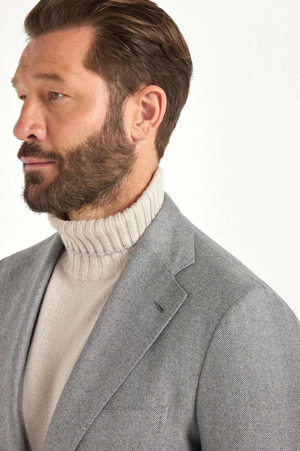 Abito grigio chiaro a spina di pesce - Made in Italy