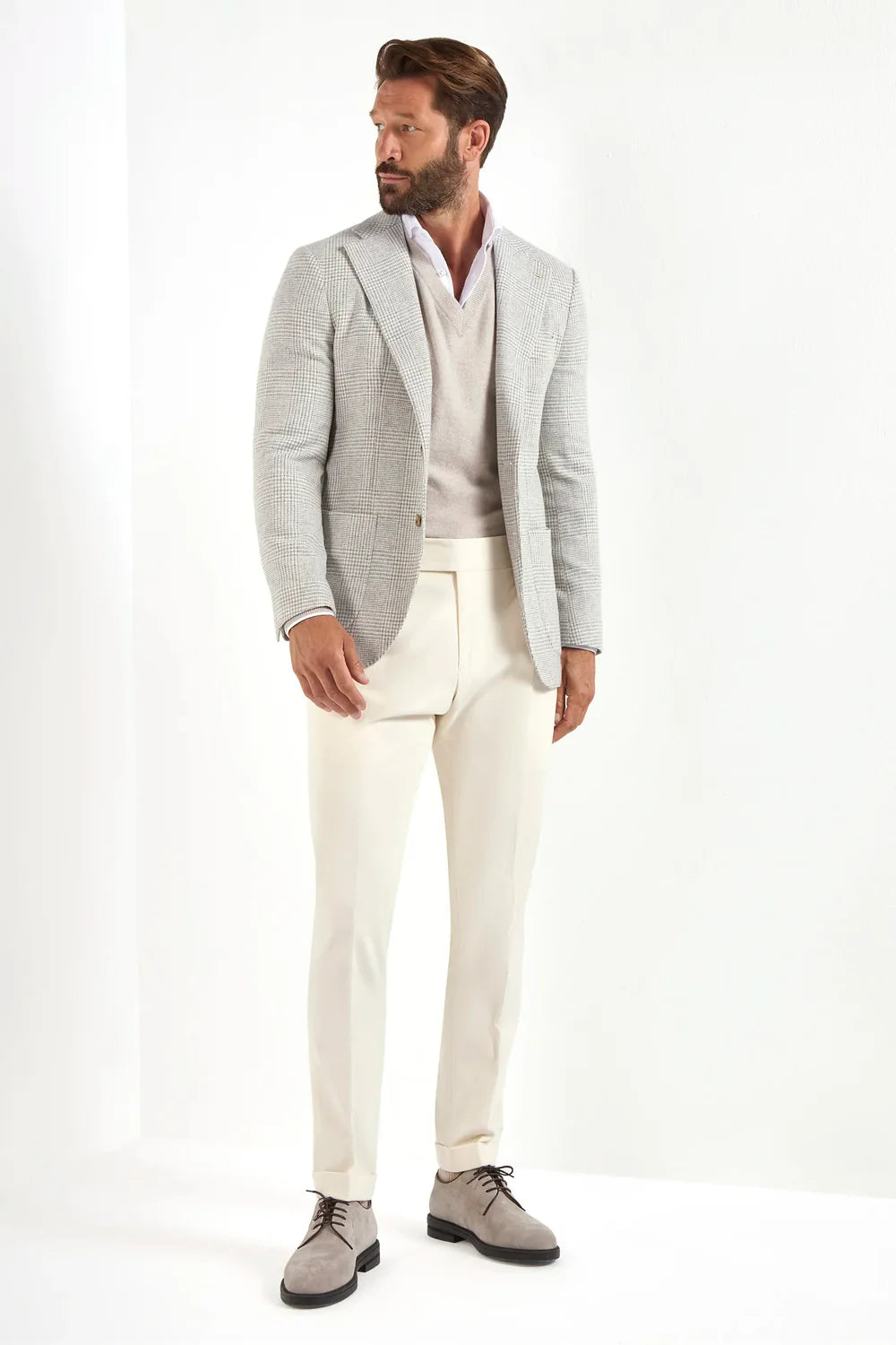 Giacca grigio chiaro Principe di Galles - Made in Italy
