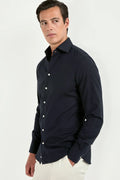 Camicia blu navy in cotone scaldato - Made In Italy