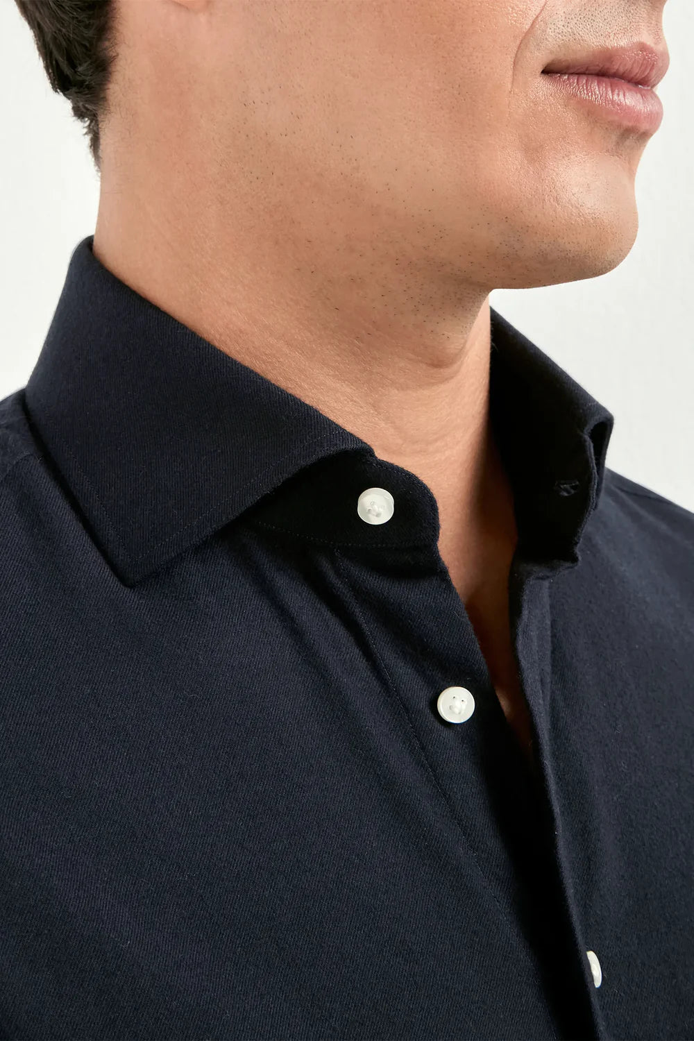 Camicia blu navy in cotone scaldato - Made In Italy