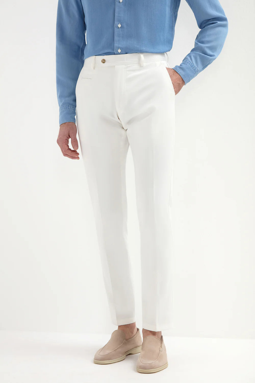 Pantaloni Garda in cotone bianco sporco - Made in Italy
