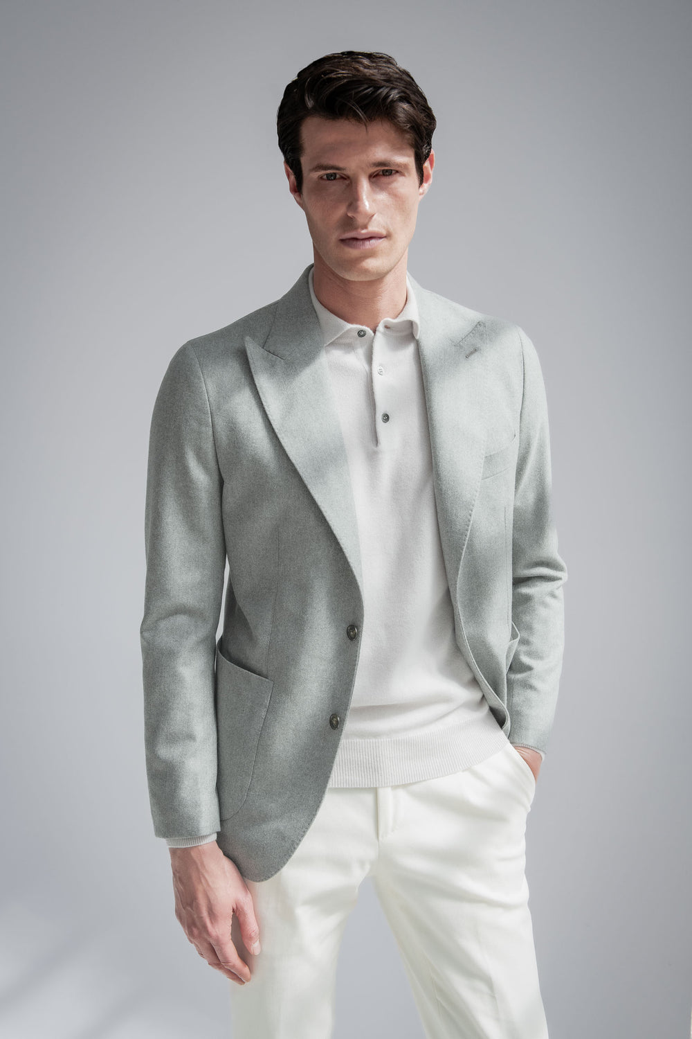 Giacca a treccia salvia "Soragna Capsule Collection" - Made in Italy