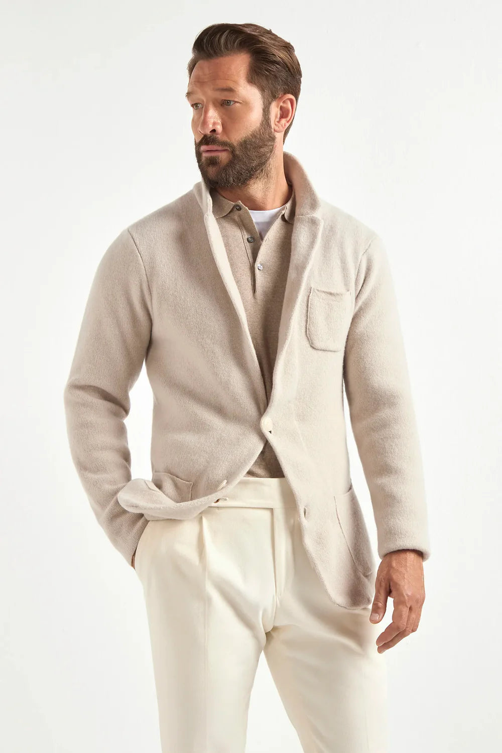 Giacca Stone lavorata a maglia in lana e cashmere – Made in Italy