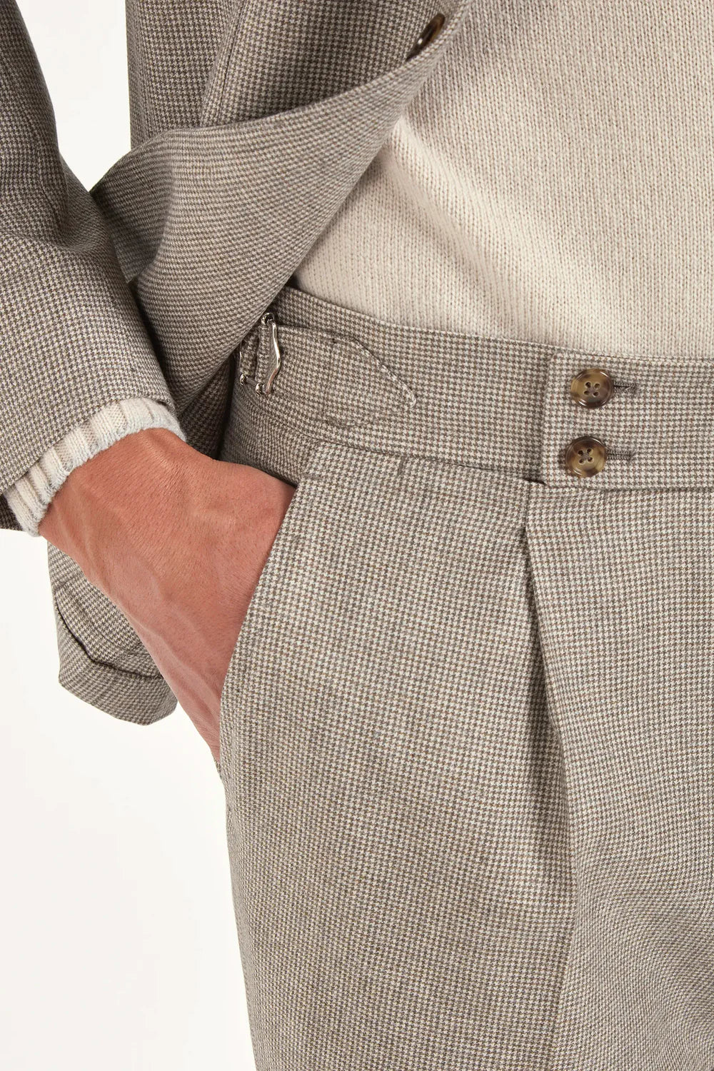 Abito taupe a quadri pied de poule - Made in Italy