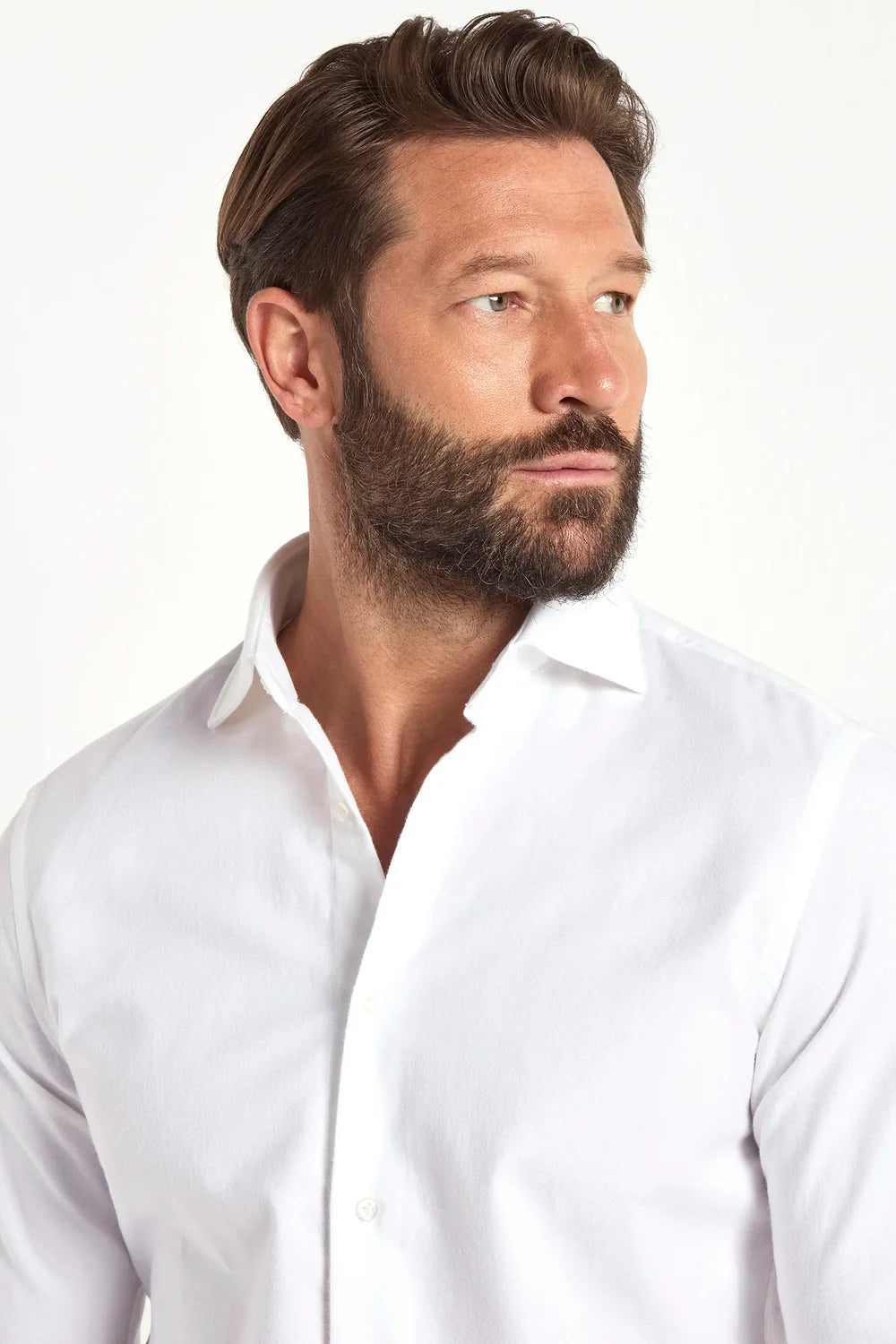 Camicia in cotone spazzolato bianco - Made in Italy